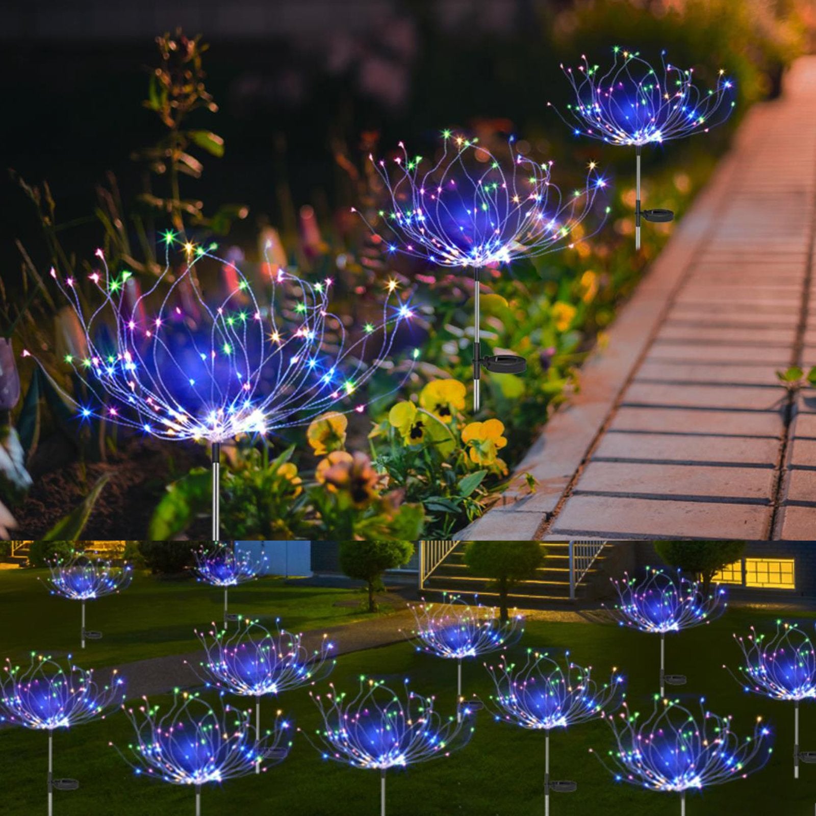 120 LED Solar Firework Lights Garden Decorative Christmas Lighting - Multicolor