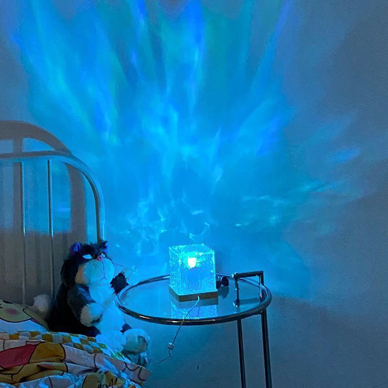 16 Color LED Water Ripple Ambient Night Light USB Rotating Projection Crystal Table Lamp RGB Dimmable Home Decoration