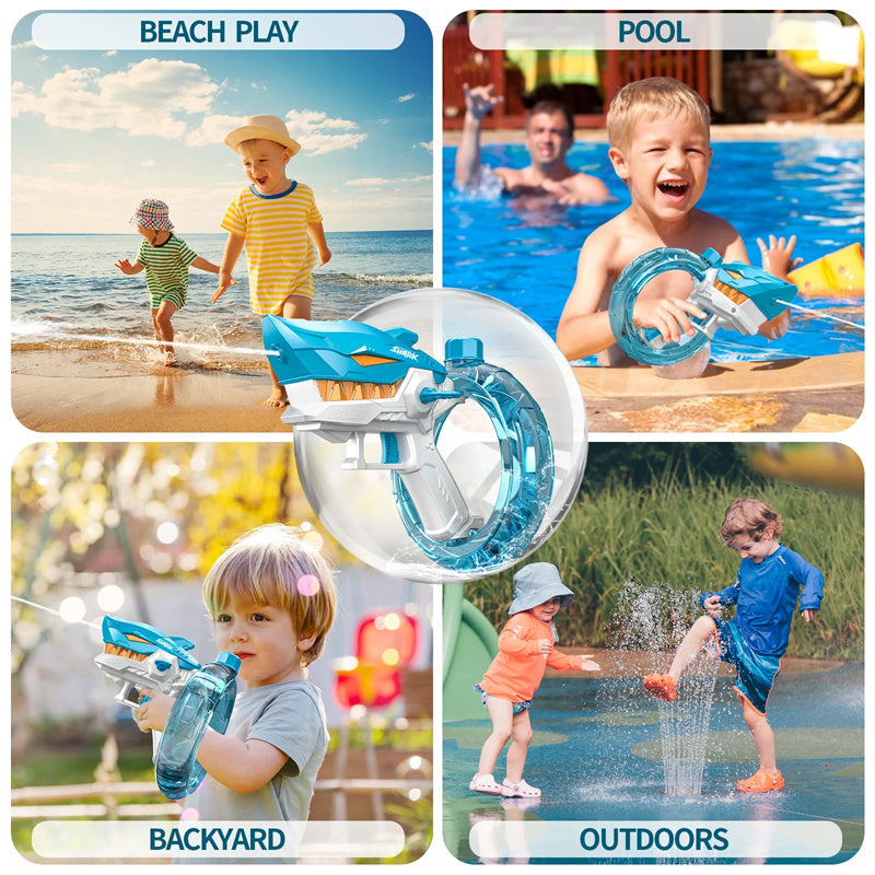 New shark electric water gun toy automatic continuous fire water gun large capacity beach summer children play water toys