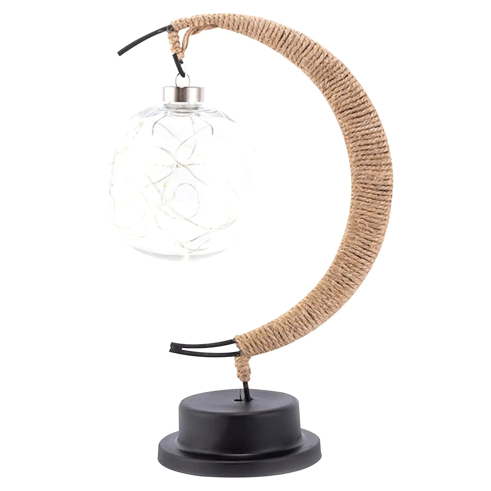 Moonlit Glow LED Moon Lamp with Handmade Hemp Rope and Stable Base